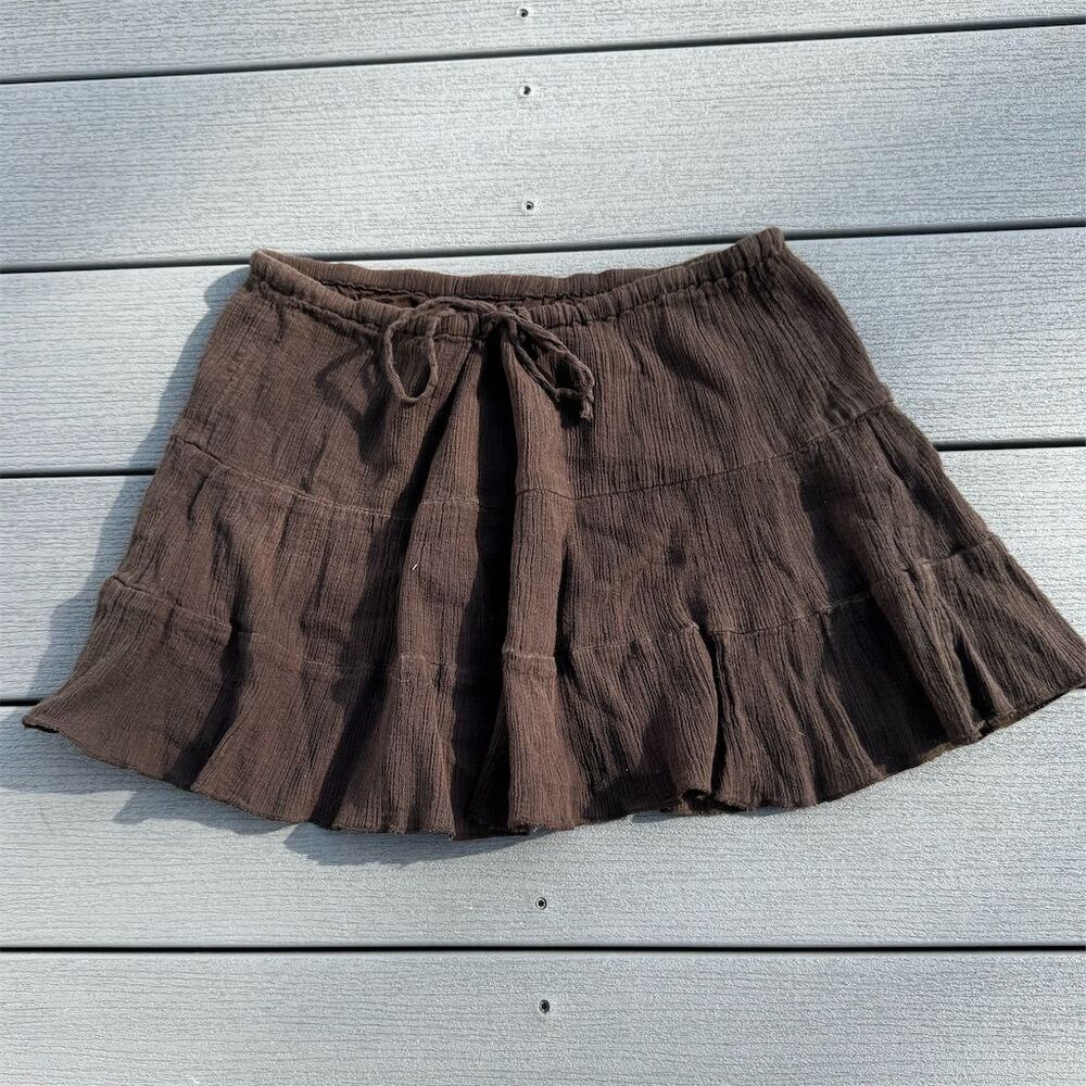 Old Navy Women's Brown Smocked Ruffle Mini Skirt Size S Casual